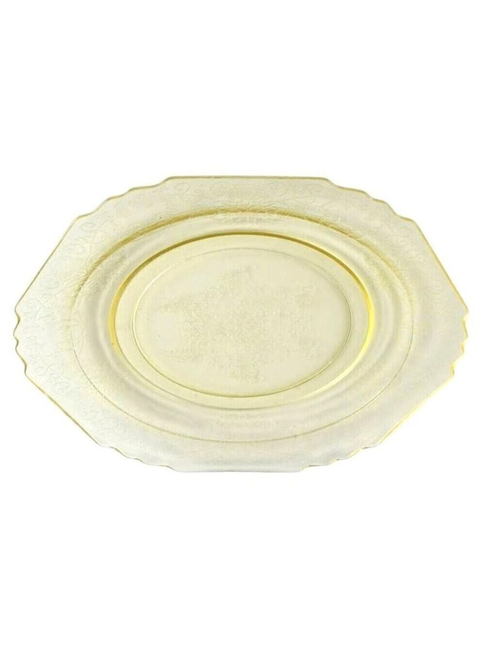 Vintage Hazel-Atlas Florentine Yellow Depression Glass Plates Set Of 2 Floral De